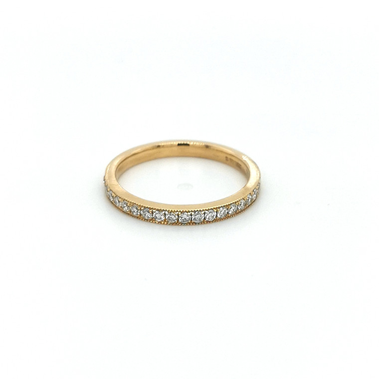 18ct Yellow Gold 0.26ct Pavé Set Diamond Milgrain Wedding Ring murray co jewellers belfast