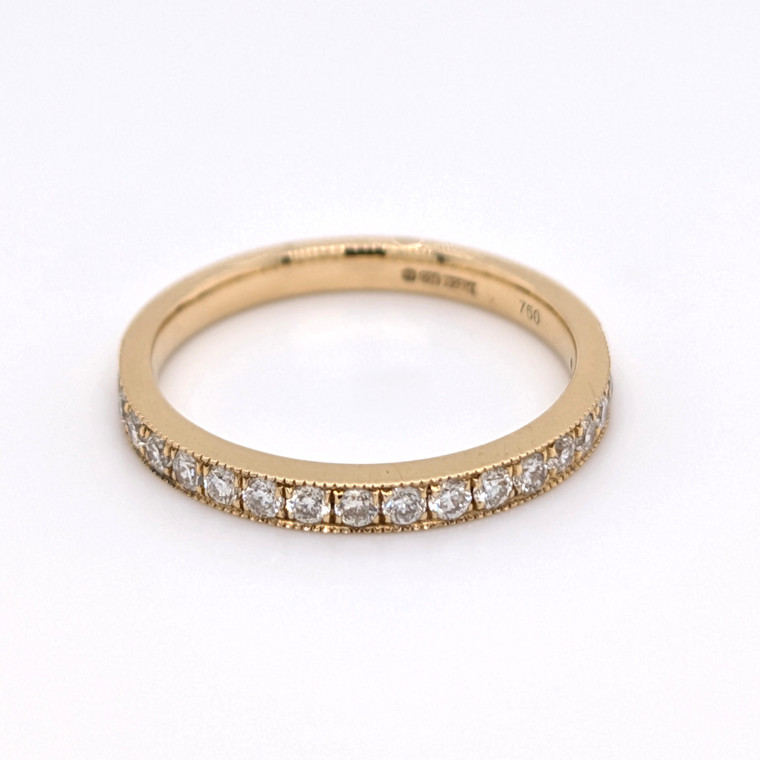 18ct Yellow Gold 0.35ct Pavé Set Diamond Milgrain Wedding Ring murray co jewellers belfast