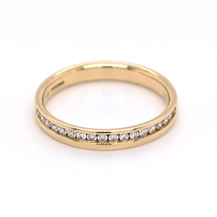 18ct Yellow Gold 0.18ct Diamond Off Set Channel Set Wedding Ring murray co jewellers belfast