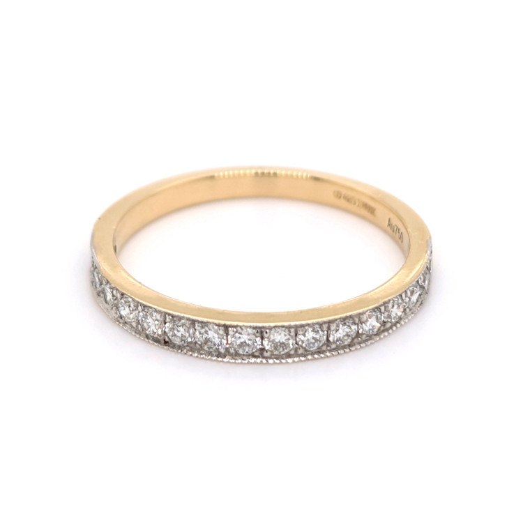 18ct Yellow Gold 0.35ct Pavé Set Diamond Milgrain Edge Wedding Ring murray co jewellers belfast