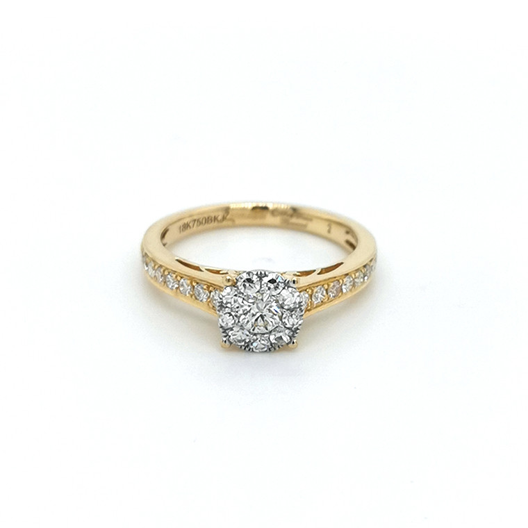 18ct Yellow Gold 0.70ct Illusion Cluster Solitaire Engagement Ring murray co jewellers belfast