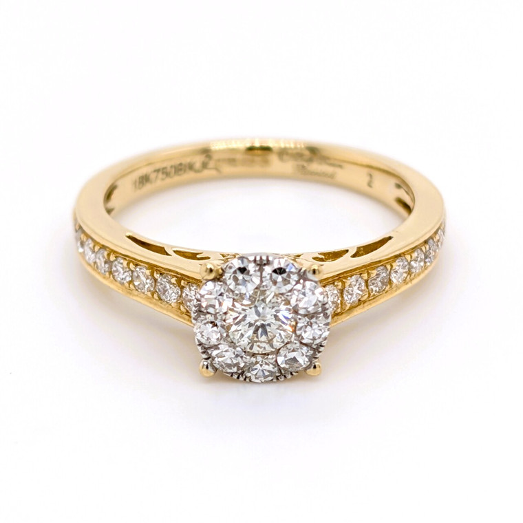 18ct Yellow Gold 0.70ct Illusion Cluster Solitaire Engagement Ring murray co jewellers belfast