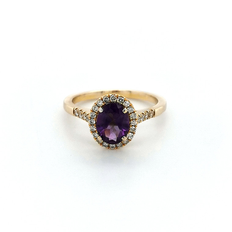 9ct Yellow Gold 1.10ct Amethyst & 0.25ct Diamond Cluster Ring murray co jewellers belfast