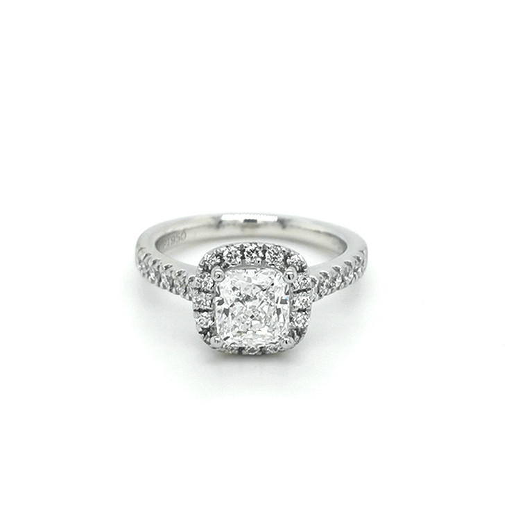 Platinum 1.63ct Cushion Diamond Cluster Engagement Ring murray co jewellers belfast
