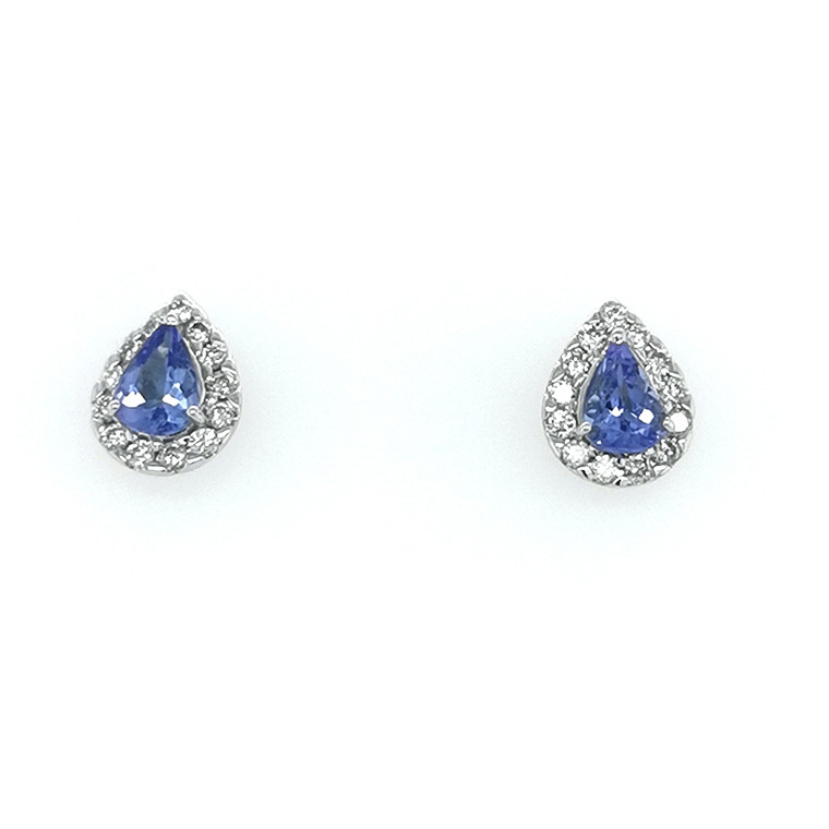 9ct White Gold 0.64ct Tanzanite & 0.45ct Diamond Cluster Earrings murray co jewellers belfast