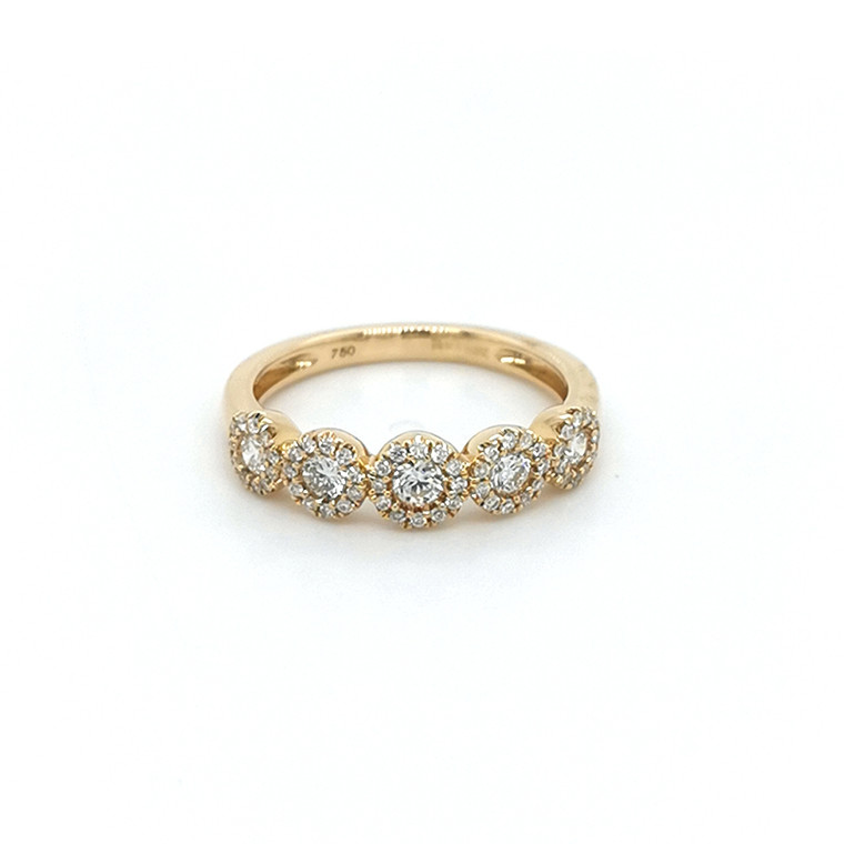 18ct Yellow Gold 0.50ct Diamond 5 Circle Cluster Eternity Ring murray co jewellers belfast