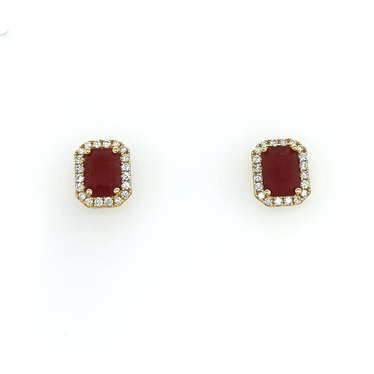 14ct Yellow Gold 1.90ct Ruby & 0.30ct Diamond Earrings murray co jewellers belfast