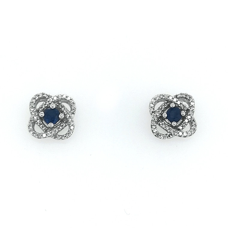 9ct White Gold Sapphire & 0.26ct Diamond Cluster Earrings murray co jewellers belfast