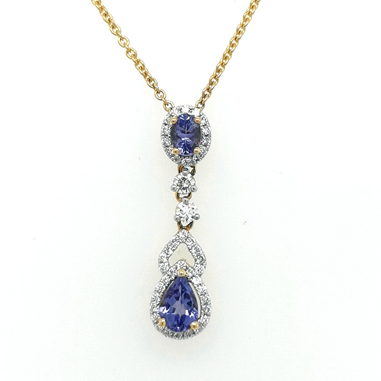 18ct Yellow Gold 0.56ct Tanzanite & 0.28ct Diamond Pendant murray co jewellery belfast