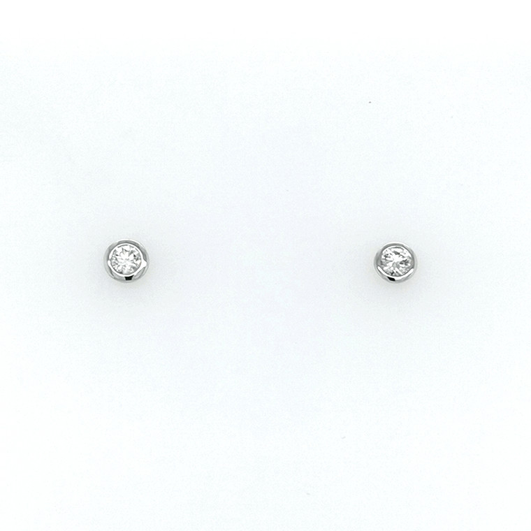 18ct White Gold 0.20ct Diamond Rub Over Set Stud Earrings murray co jewellers belfast
