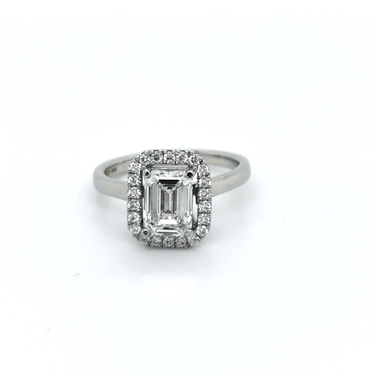Platinum 1.85ct Lab Grown Emerald Cut Diamond Cluster Ring murray co jewellers belfast