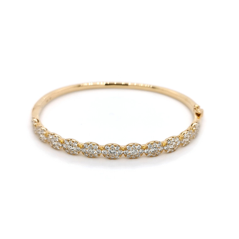 18ct Yellow Gold 2.61ct Diamond Oval Cluster Bangle murray co jewellers belfast