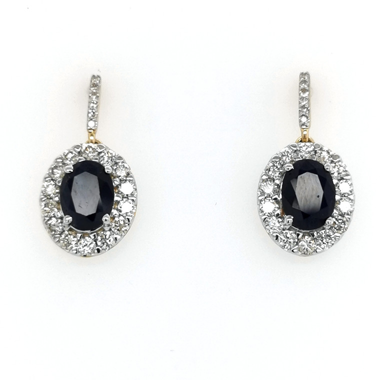 9ct Yellow Gold 1.48ct Sapphire & 1.00ct Diamond Drop Earrings murray co jewellers belfast