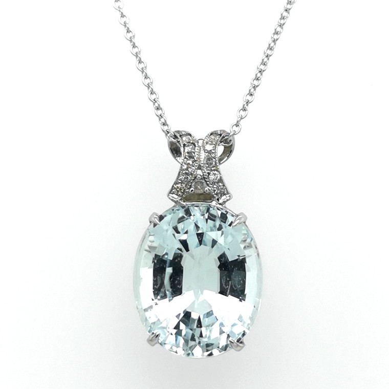 Platinum 16.45ct Aquamarine & 0.13ct Diamond Pendant murray co jewellers belfast