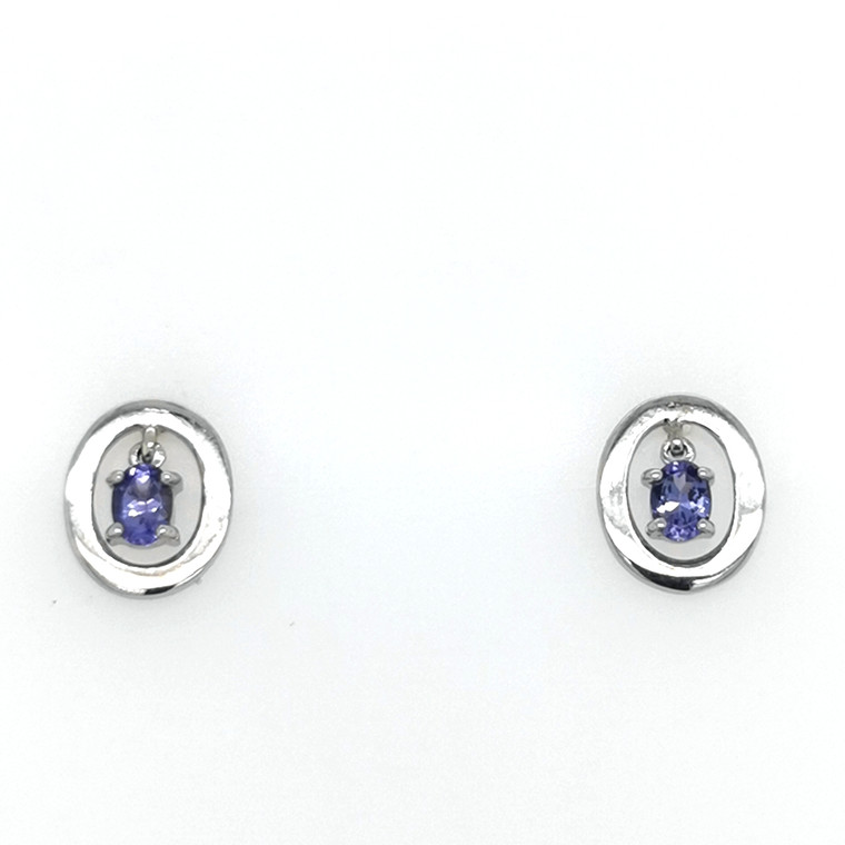 18ct White Gold Oval Tanzanite Earrings murray co jewellers belfast