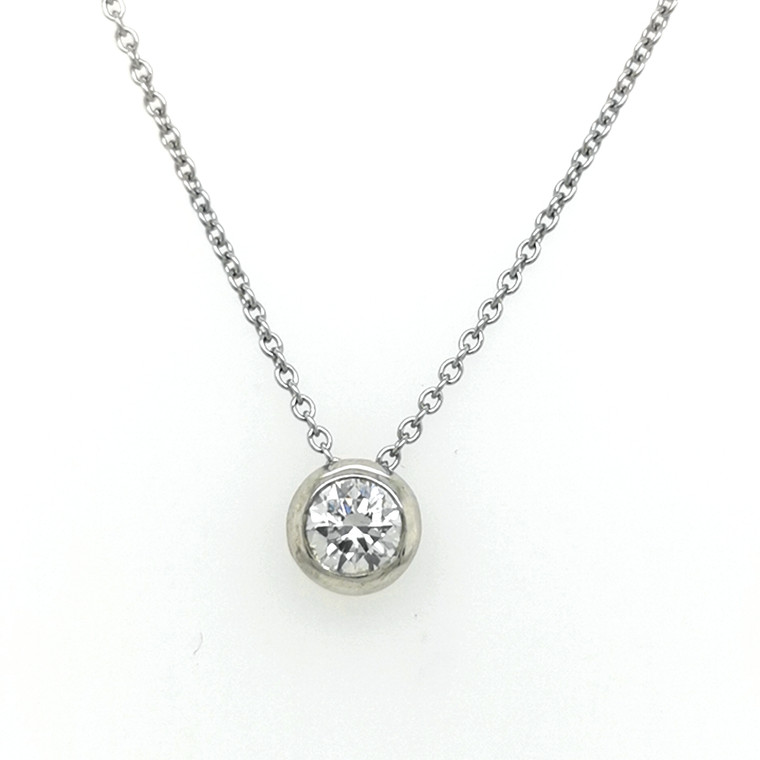 18ct White Gold 0.50ct Diamond Rub Over Set Pendant murray co jewellers belfast