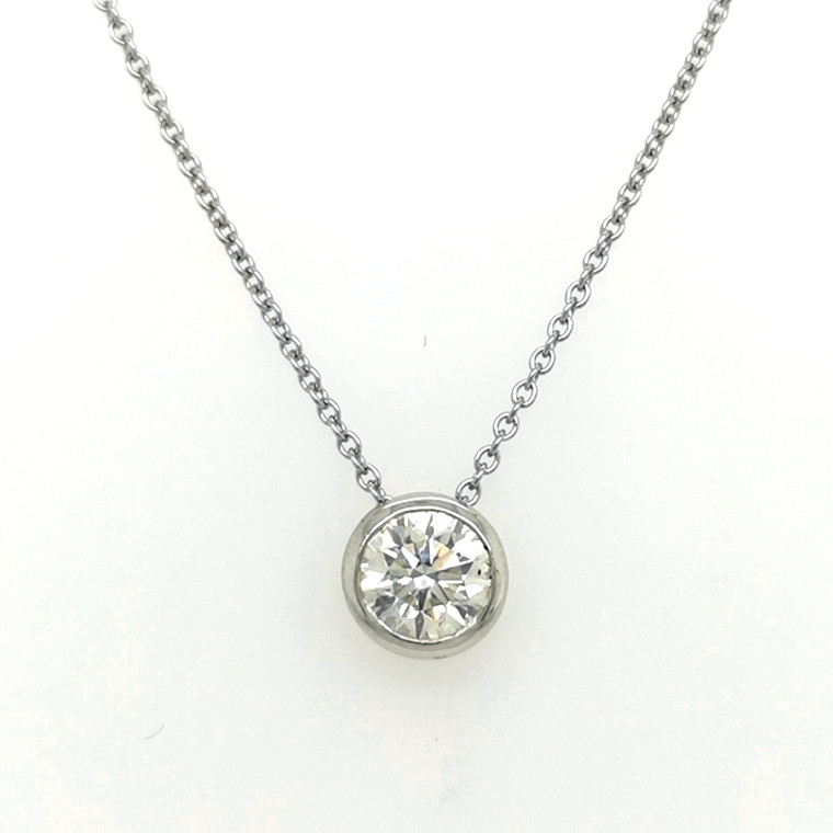 18ct White Gold 1.05ct Diamond Rub Over Set Pendant murray co jewellers belfast