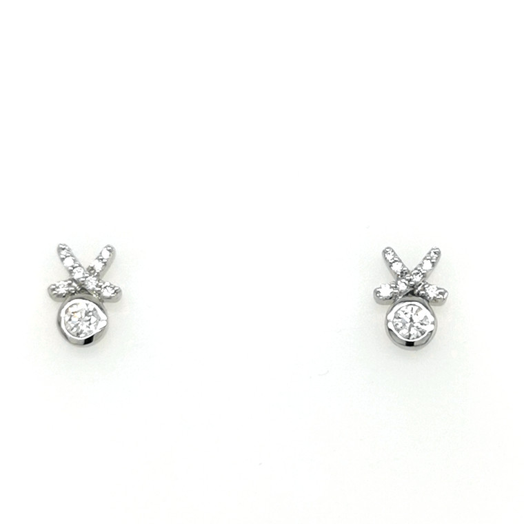 18ct White Gold 0.30ct Diamond Kiss Stud Earrings murray co jewellers belfast