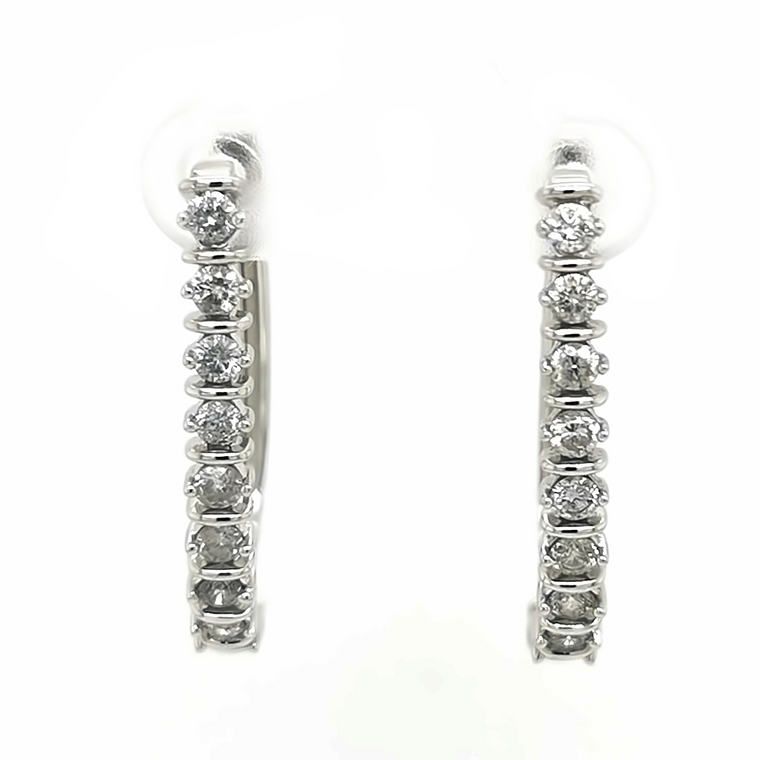 9ct White Gold 1.00ct Diamond Hoop Earrings murray co jewellers belfast
