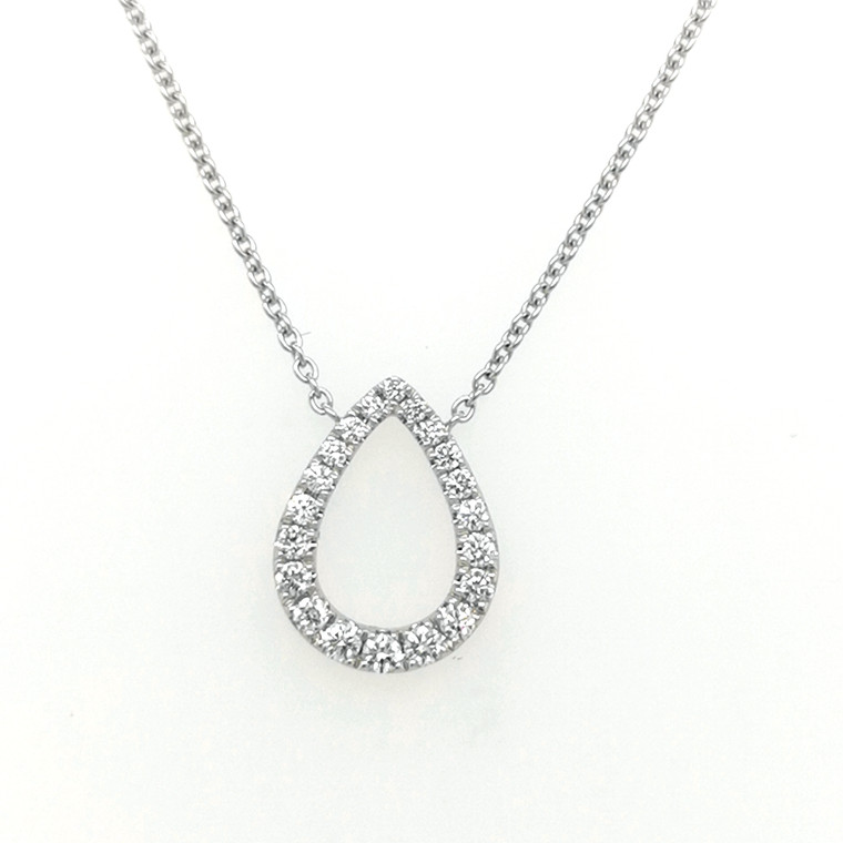 18ct White Gold 0.30ct Diamond Open Pear Pendant murray co jewellers belfast