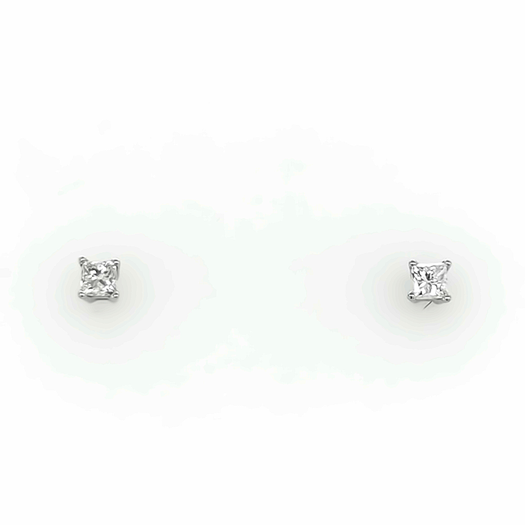 14ct White Gold 0.25ct Princess Cut Diamond Solitaire Stud Earrings murray co jewellers belfast