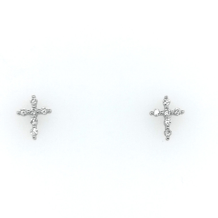 9ct White Gold 0.15ct Diamond Cross Earrings murray co jewellery belfast