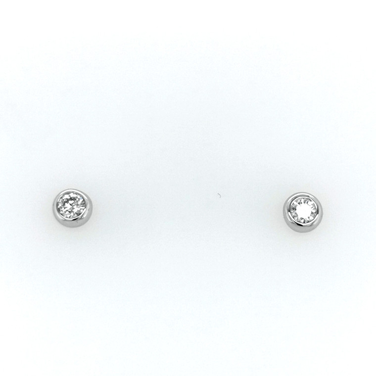 18ct White Gold 0.20ct Rub Over Set Diamond Stud Earrings murray co jewellers belfast