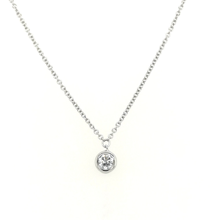 18ct White Gold 0.10ct Diamond Rub Over Set Solitaire Pendant murray co jewellers belfast