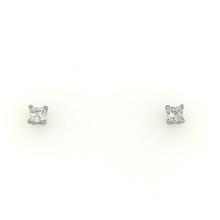 14ct White Gold 0.25ct Princess Cut Diamond Stud Earrings murray co jewellers belfast