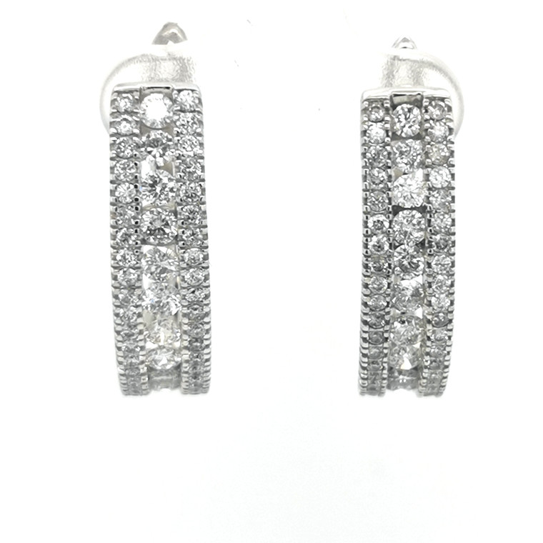 14ct White Gold 3.00ct Diamond Cluster Hoop Earrings murray co jewellers belfast