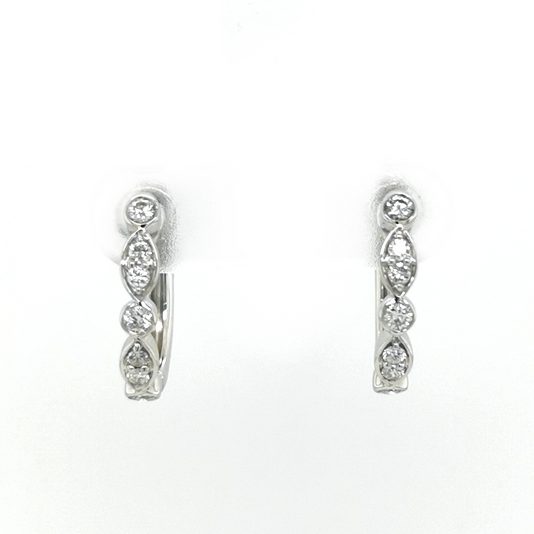 18ct White Gold 0.26ct Diamond Fancy Shaped Hoop Earrings murray co jewellers belfast