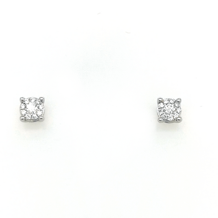 9ct White Gold 0.16ct Illusion Set Diamond Cluster Earrings murray co jewellers belfast