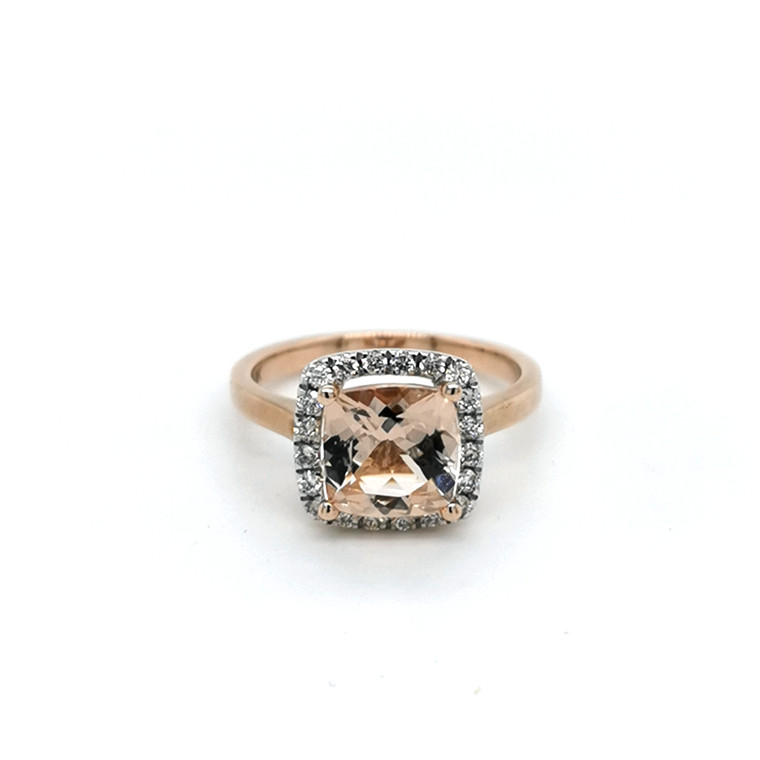 9ct Rose Gold 2.50ct Morganite & 0.25ct Diamond Cluster Ring murray co jewellers belfast