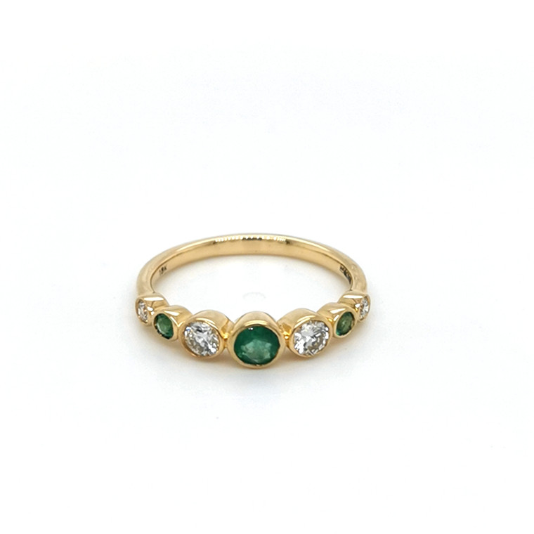 18ct Yellow Gold 0.30ct Emerald & 0.27ct Diamond Eternity Ring murray co jewellers belfast