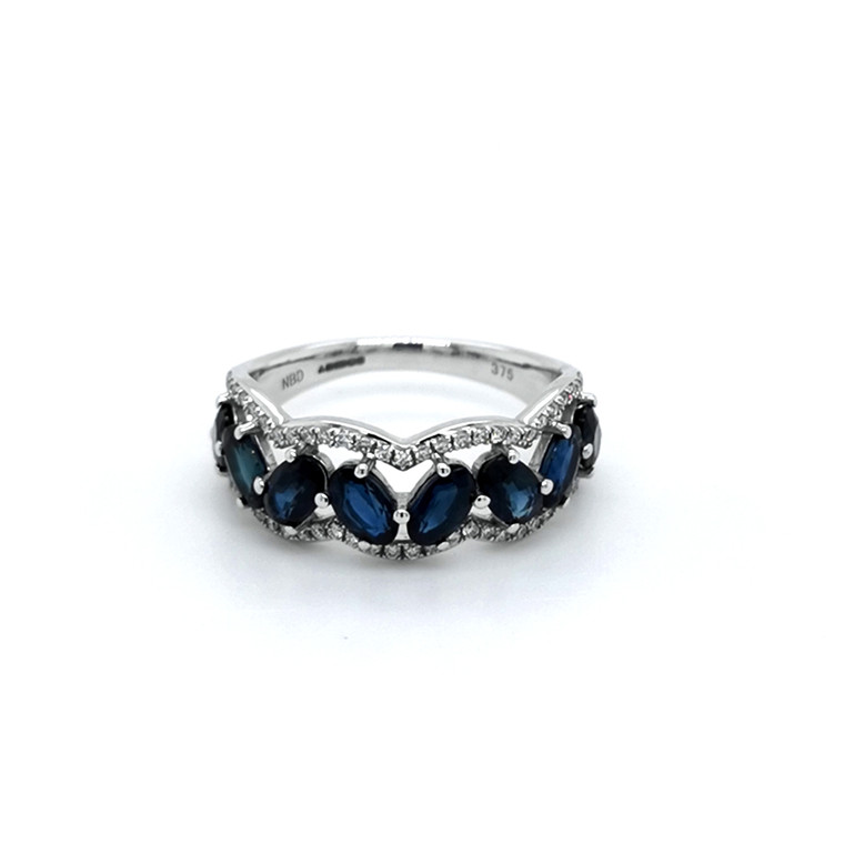 9ct White Gold 2.43ct Sapphire & 0.19ct Diamond Ring murray co jewellers belfast