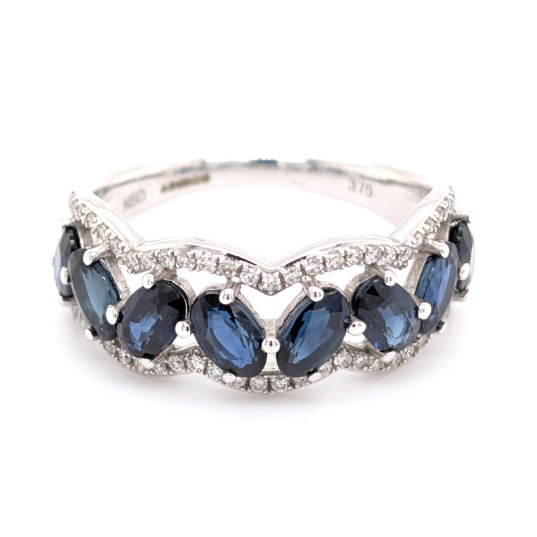 9ct White Gold 2.43ct Sapphire & 0.19ct Diamond Ring murray co jewellers belfast