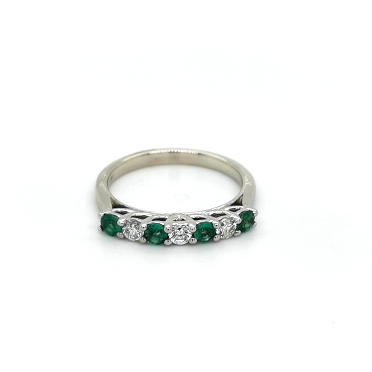 18ct White Gold 0.35ct Emerald & 0.24ct Diamond Eternity Ring murray co jewellers belfast