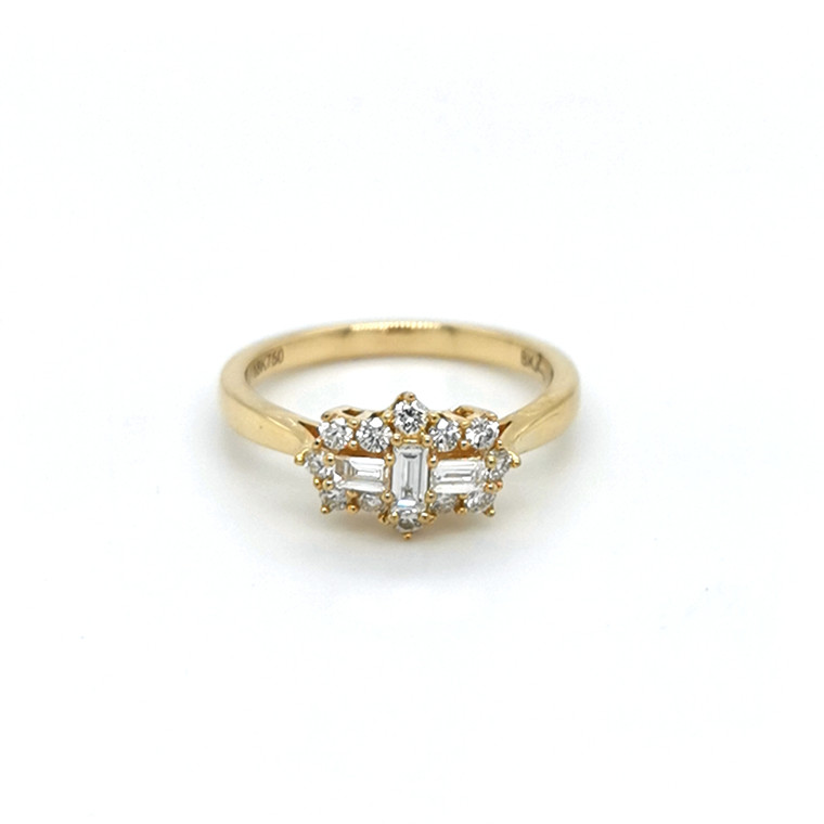 18ct Yellow Gold 0.44ct Diamond Baguette Cluster Ring murray co jewellers belfast