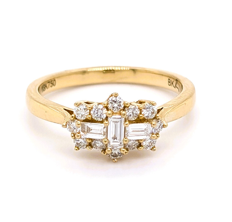 18ct Yellow Gold 0.44ct Diamond Baguette Cluster Ring murray co jewellers belfast