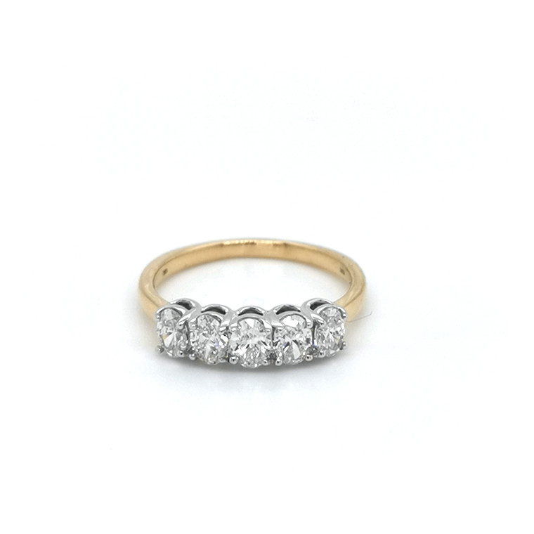 18ct Yellow Gold 1.00ct Oval Diamond 5 Stone Eternity Ring murray co jewellers belfast