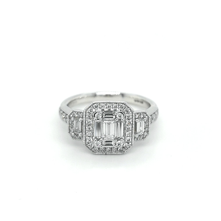 Platinum 0.82ct Diamond 3 Stone Style Cluster Ring murray co jewellers belfast