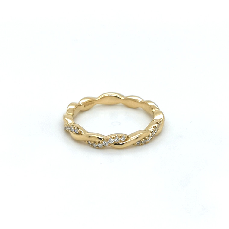 18ct Yellow Gold 0.14ct Diamond Twist Wedding Ring murray co jewellers belfast