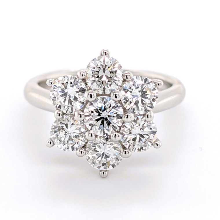 Platinum 2.35ct Lab Grown Diamond 7 Stone Daisy Cluster Ring murray co jewellers belfast