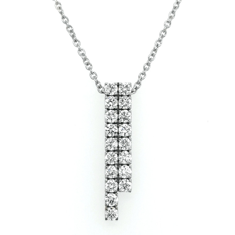 18ct White Gold 1.50ct Diamond Double Row Drop Pendant murray co jewellers belfast