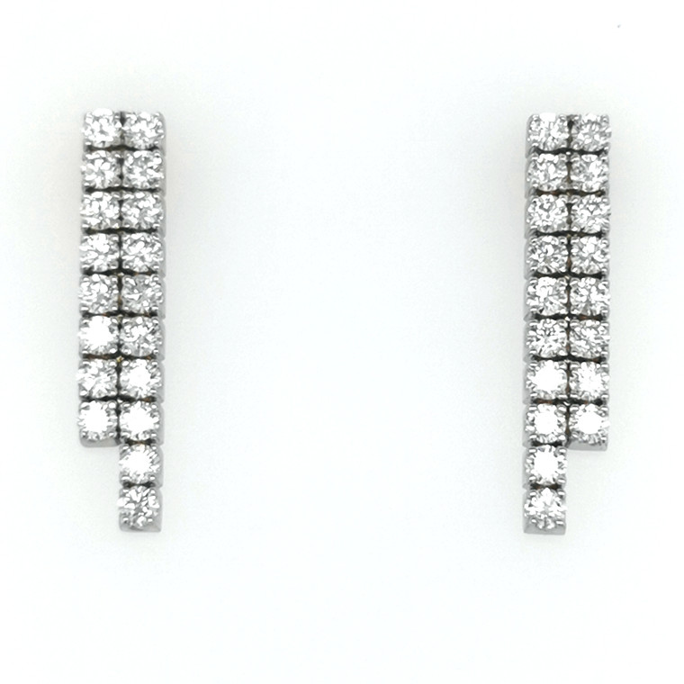 18ct White Gold 1.51ct Diamond Double Row Drop Earrings murray co jewellers belfast