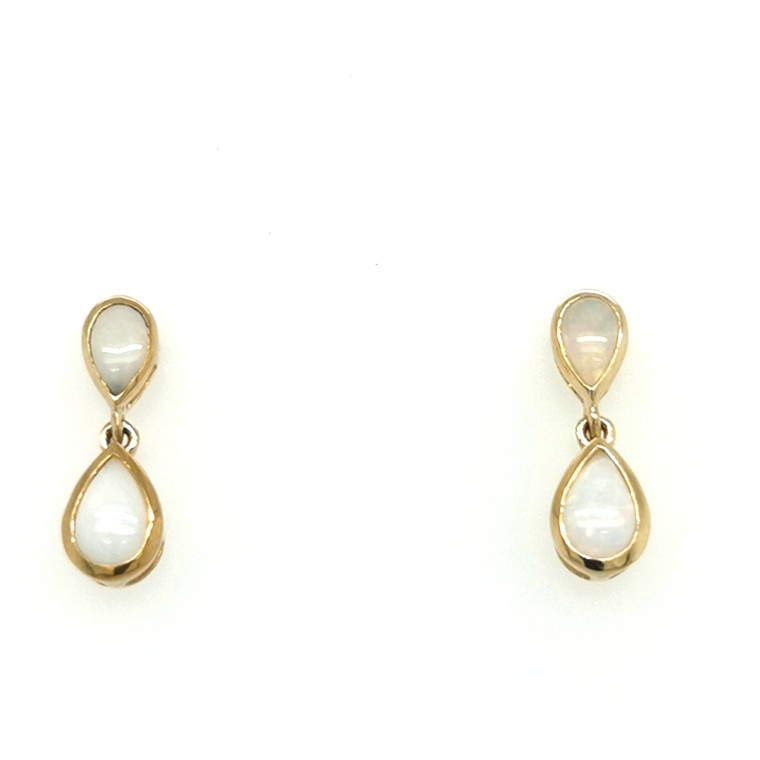 9ct Yellow Gold 0.62ct Opal Pear Drop Earrings murray co jewellers belfast