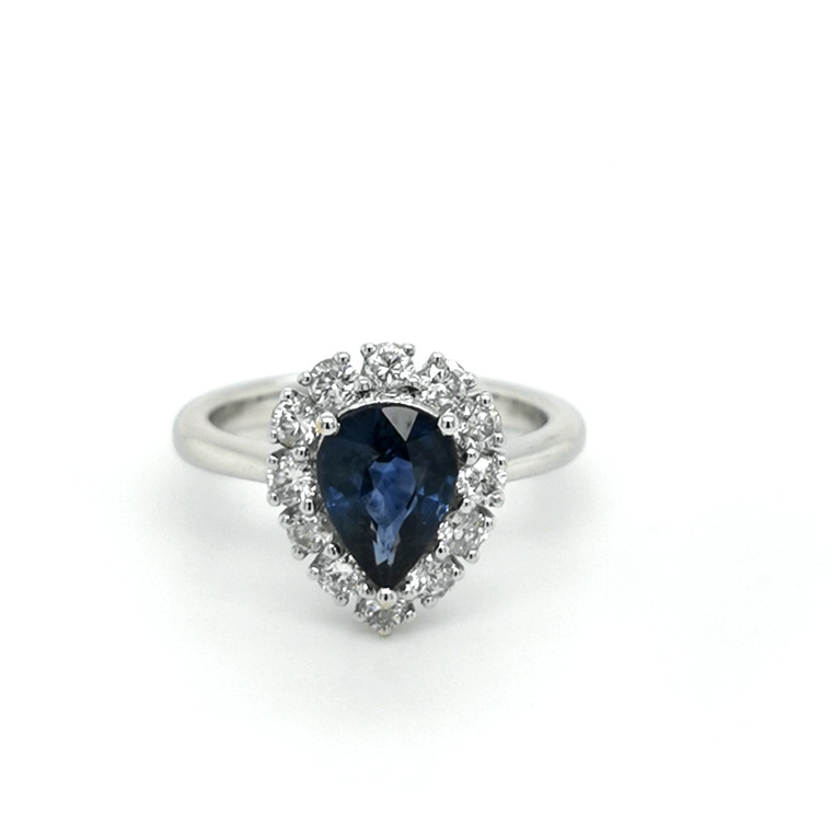 18ct White Gold 2.04ct Sapphire & 0.77ct Diamond Cluster Ring murray co jewellers belfast