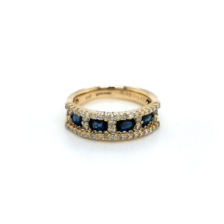 18ct Yellow Gold 0.95ct Oval Sapphire & 0.47ct Diamond Ring murray co jewellers belfast