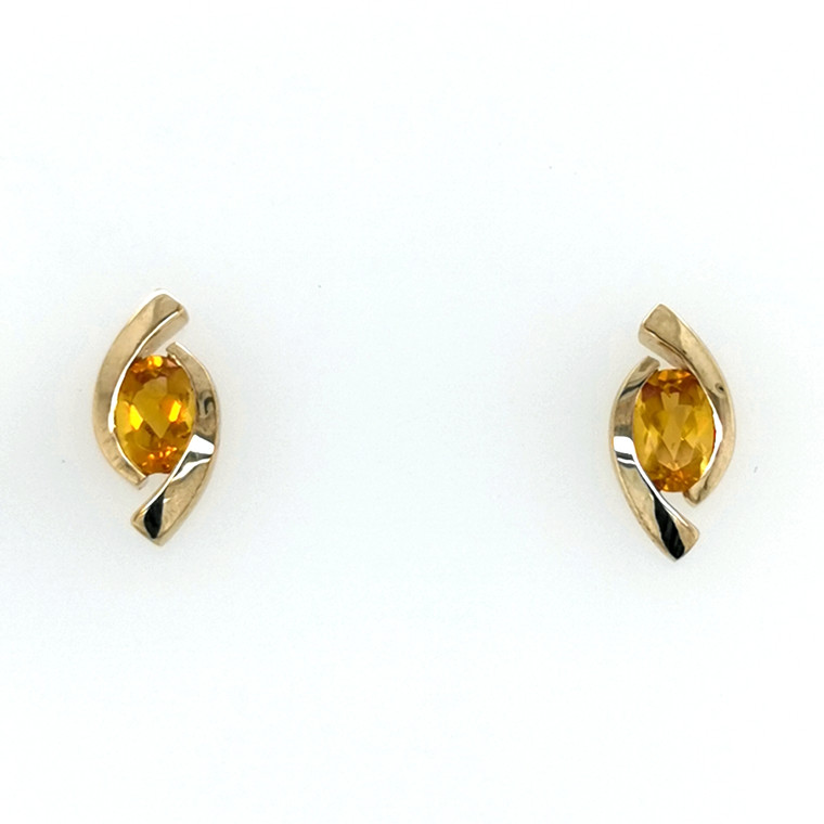9ct Yellow Gold 0.78ct Oval Citrine Fancy Shaped Earrings murray co jewellers belfast