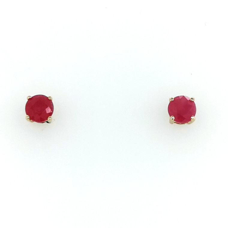 9ct Yellow Gold 1.20ct Round Ruby 4 Claw Stud Earrings murray co jewellers belfast